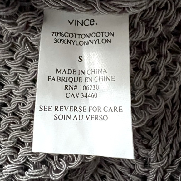 Vince Knitted Handmade Grey Small Cotton Nylon Crew Sweater Delicate Grey - Picture 4 of 5
